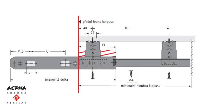 Výsuv klávesnice KA3434/450mm