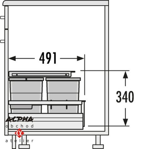 Koš odpadkový Hailo AS K500 1x18l/2x8l/340mm/šedý
