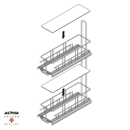 Čelní výsuv 90° Cargo IQ200/20cm/2patra/stříbrný