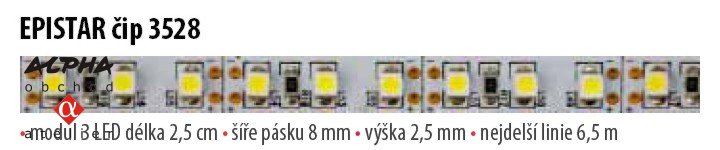 LED pásek 3528 120LED/9.6W/960lm bílá studená