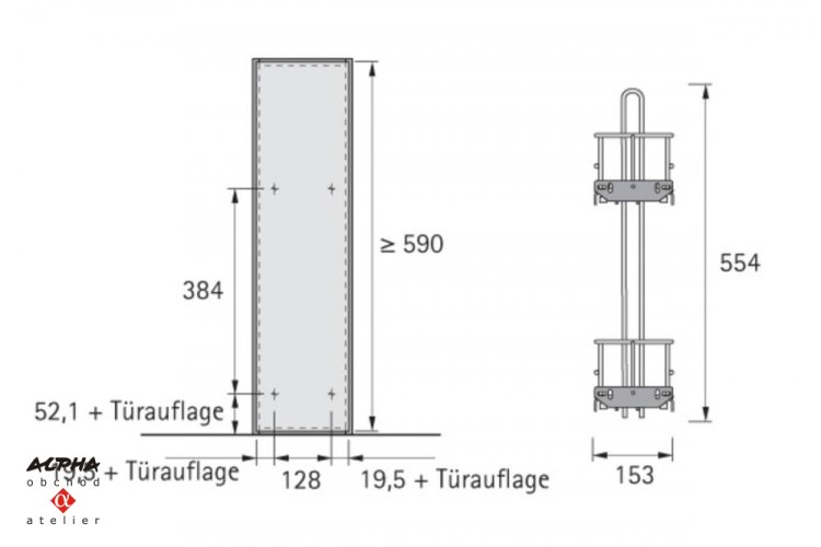 Čelní výsuv 90° Cargo IQ200/20cm/2patra/stříbrný