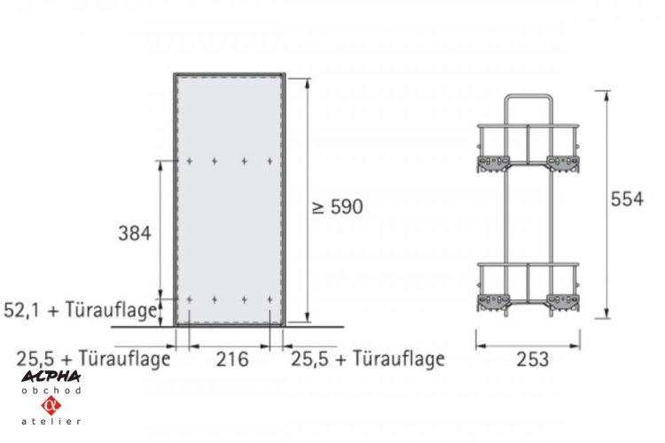 Čelní výsuv 90° Cargo IQ300/30cm/2patra/stříbrný