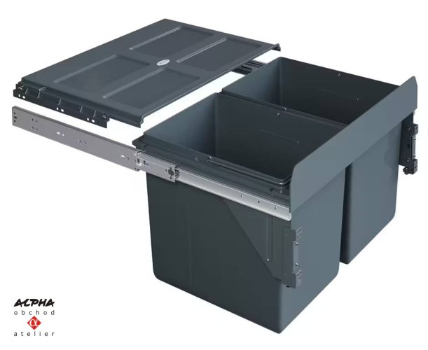 Koš odpadkový K60 2x27l/nízký/čelní šedý