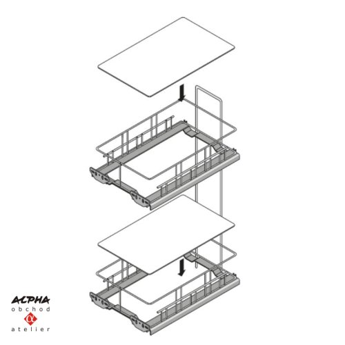 Čelní výsuv 90° Cargo IQ300/30cm/2patra/stříbrný