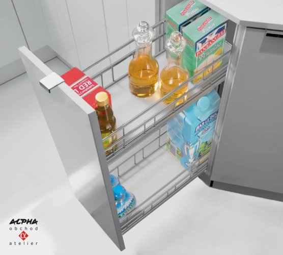 Čelní výsuv 90° Cargo IQ200/20cm/2patra/stříbrný