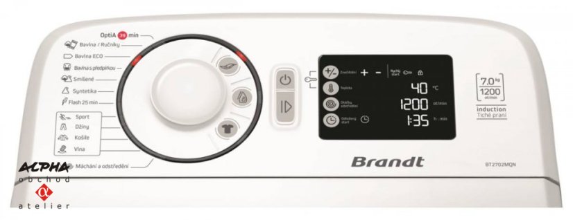 Pračka vrchem Brandt BT 2702MQN 7kg/1200ot.