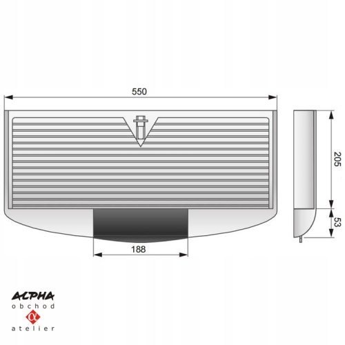 Výsuv klávesnice 350mm s policí komplet/černý