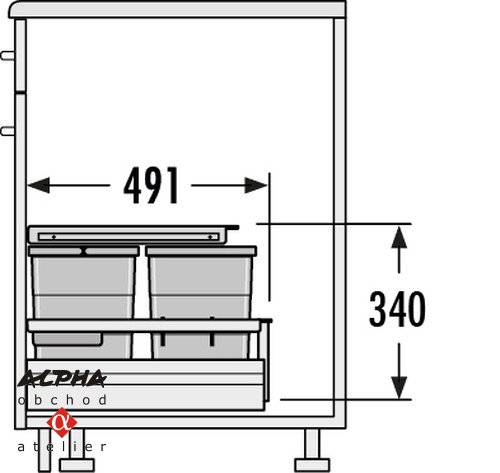 Koš odpadkový Hailo AS K600 1x18l/2x8l/340mm/šedý